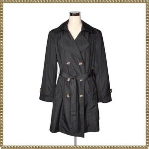 Avenue Plus Size Black Belted Double Breasted Trench Coat Size 18/20